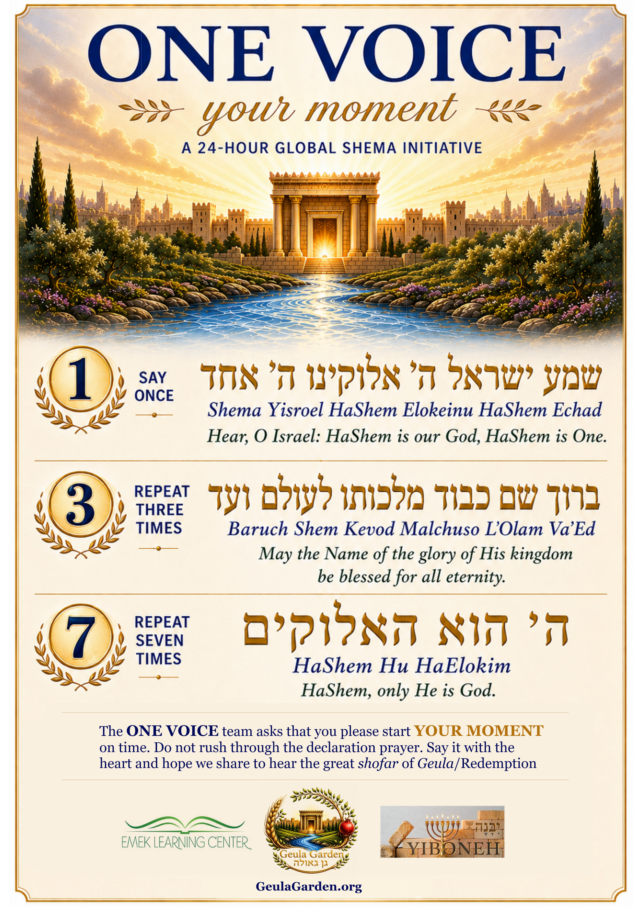 ONE VOICE Prayer Card